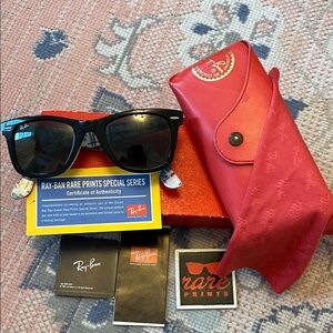 Ray-Ban Black Sunglasses with Red Case